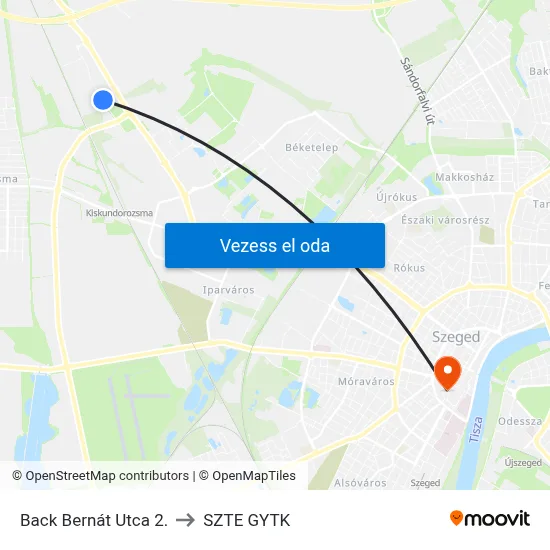 Back Bernát Utca 2. to SZTE GYTK map