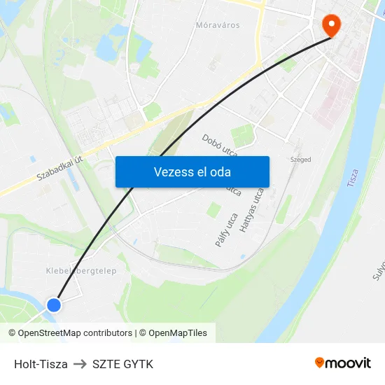 Holt-Tisza to SZTE GYTK map