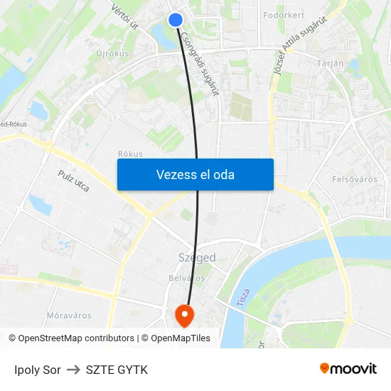 Ipoly Sor to SZTE GYTK map