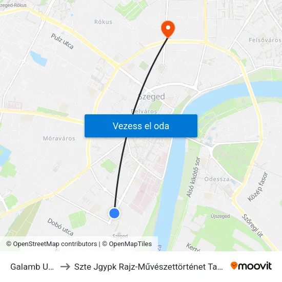 Galamb Utca to Szte Jgypk Rajz-Művészettörténet Tanszék map