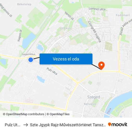 Pulz Utca to Szte Jgypk Rajz-Művészettörténet Tanszék map
