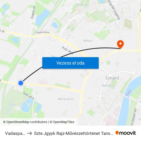 Vadaspark to Szte Jgypk Rajz-Művészettörténet Tanszék map