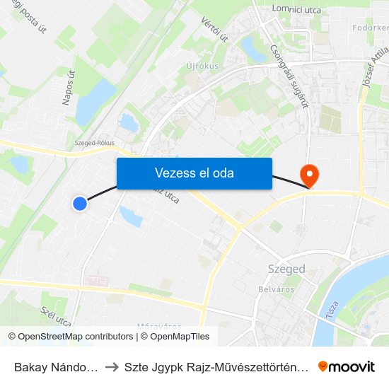 Bakay Nándor Utca to Szte Jgypk Rajz-Művészettörténet Tanszék map