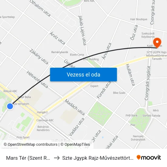 Mars Tér (Szent Rókus Tér) to Szte Jgypk Rajz-Művészettörténet Tanszék map