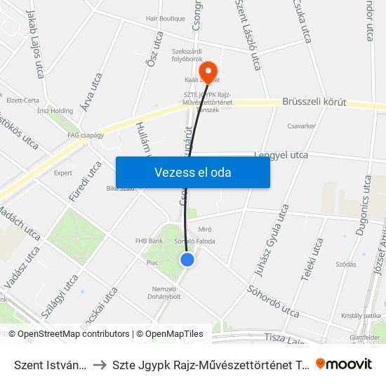 Szent István Tér to Szte Jgypk Rajz-Művészettörténet Tanszék map