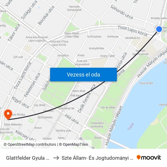 Glattfelder Gyula Tér to Szte Állam- És Jogtudományi Kar map