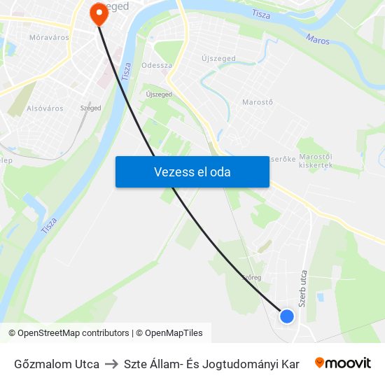 Gőzmalom Utca to Szte Állam- És Jogtudományi Kar map