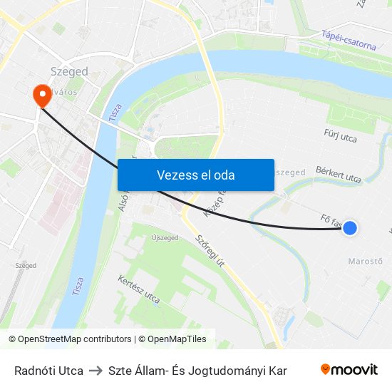 Radnóti Utca to Szte Állam- És Jogtudományi Kar map