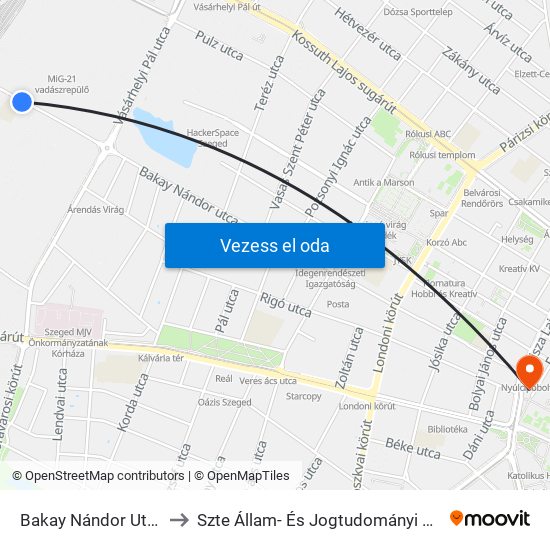 Bakay Nándor Utca to Szte Állam- És Jogtudományi Kar map