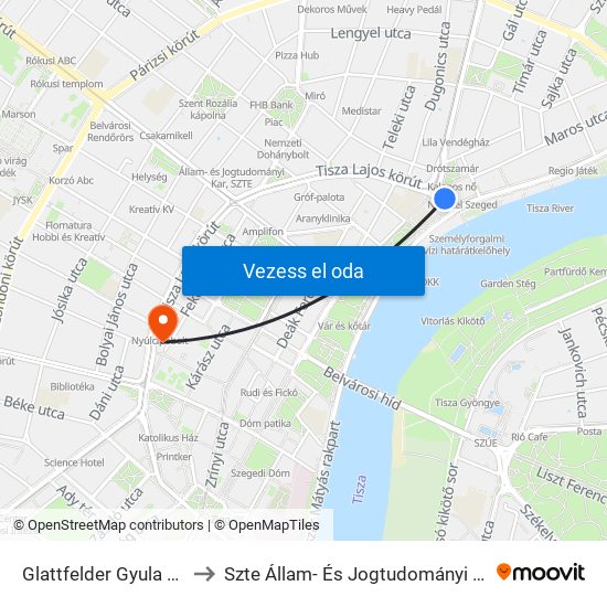 Glattfelder Gyula Tér to Szte Állam- És Jogtudományi Kar map