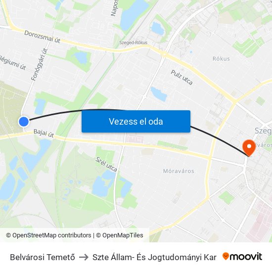 Belvárosi Temető to Szte Állam- És Jogtudományi Kar map