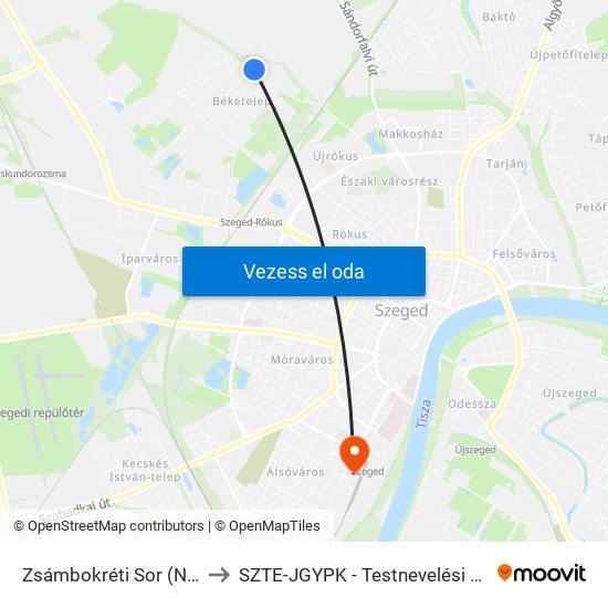 Zsámbokréti Sor (Nagyszombati Utca) to SZTE-JGYPK - Testnevelési és Sporttudományi Intézet map