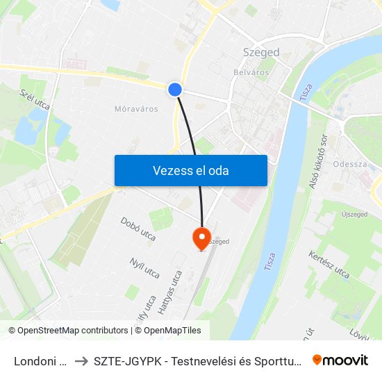 Londoni Körút to SZTE-JGYPK - Testnevelési és Sporttudományi Intézet map