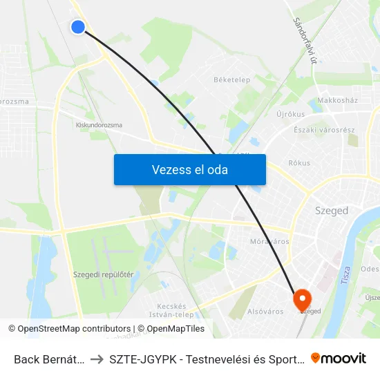 Back Bernát Utca 6. to SZTE-JGYPK - Testnevelési és Sporttudományi Intézet map