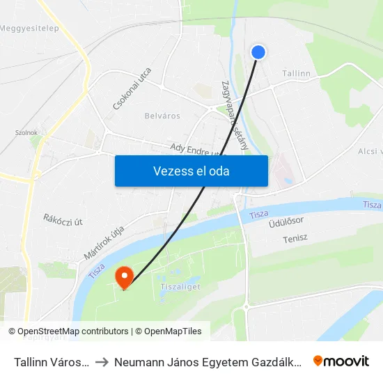 Tallinn Városrész to Neumann János Egyetem Gazdálkodási Kar map