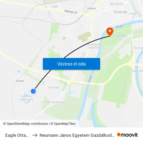 Eagle Ottawa I to Neumann János Egyetem Gazdálkodási Kar map