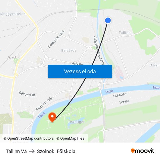 Tallinn Vá to Szolnoki Főiskola map