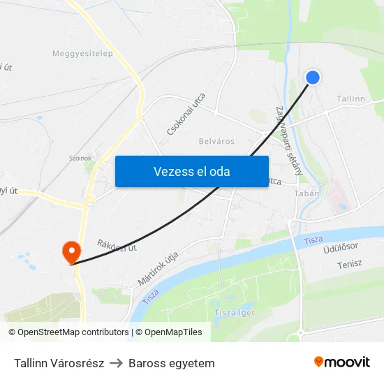 Tallinn Városrész to Baross egyetem map