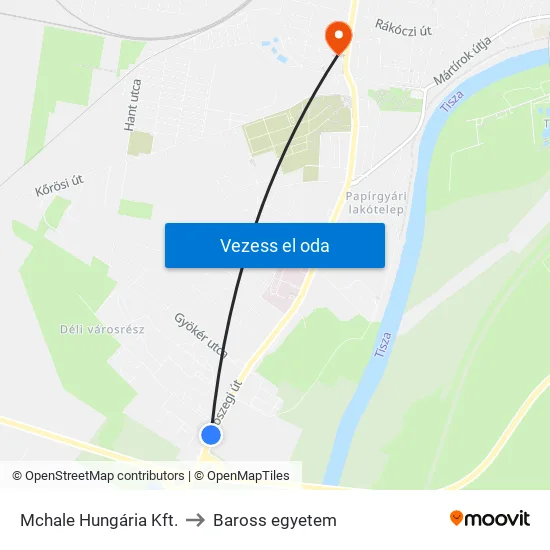 Mchale Hungária Kft. to Baross egyetem map