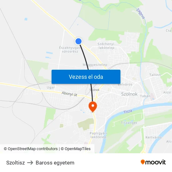 Szoltisz to Baross egyetem map