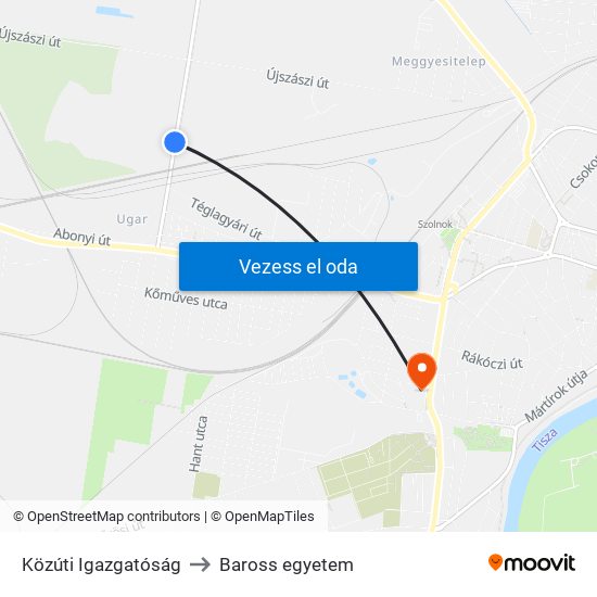 Közúti Igazgatóság to Baross egyetem map