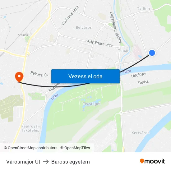 Városmajor Út to Baross egyetem map
