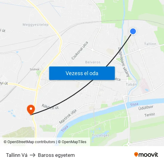 Tallinn Vá to Baross egyetem map