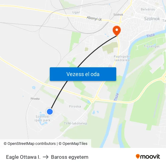 Eagle Ottawa I. to Baross egyetem map