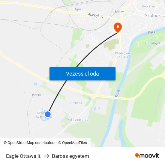 Eagle Ottawa Ii. to Baross egyetem map