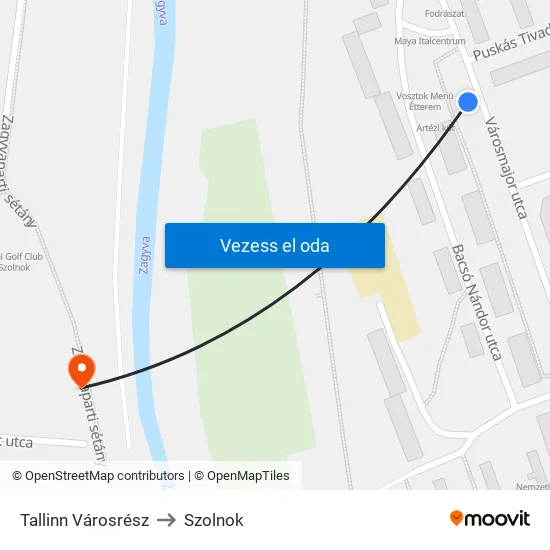 Tallinn Városrész to Szolnok map