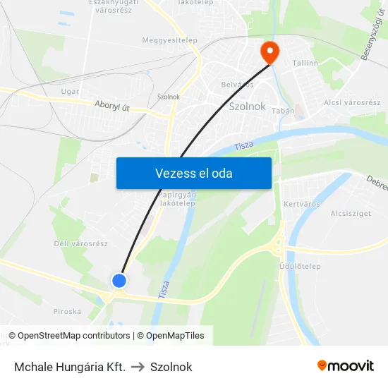 Mchale Hungária Kft. to Szolnok map