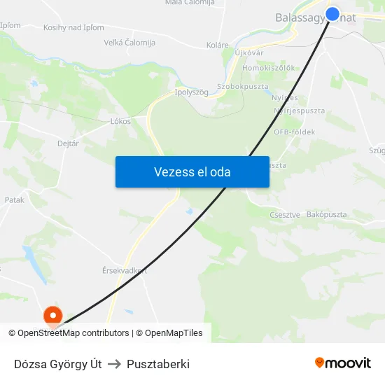 Dózsa György Út to Pusztaberki map