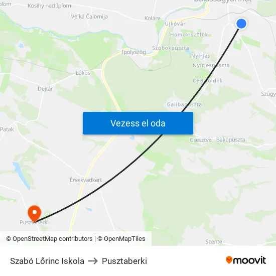 Szabó Lőrinc Iskola to Pusztaberki map