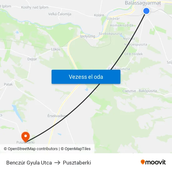 Benczúr Gyula Utca to Pusztaberki map