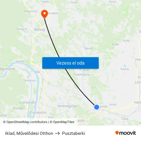Iklad, Művelődési Otthon to Pusztaberki map