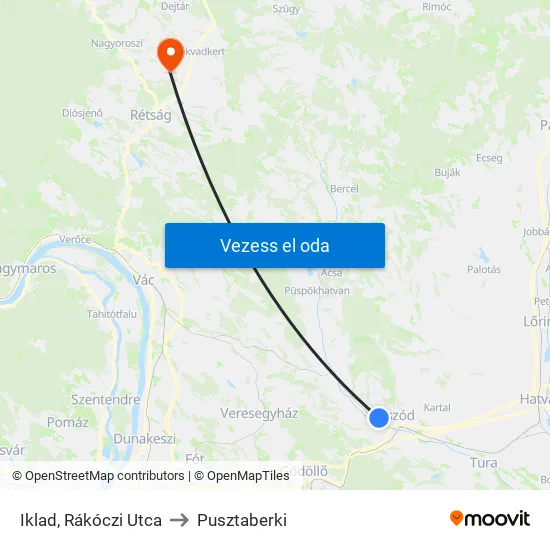 Iklad, Rákóczi Utca to Pusztaberki map