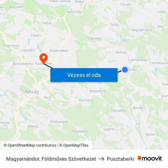 Magyarnándor, Földműves Szövetkezet to Pusztaberki map