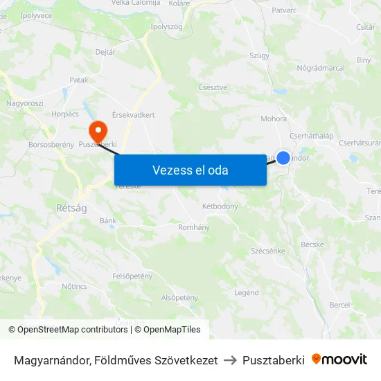 Magyarnándor, Földműves Szövetkezet to Pusztaberki map