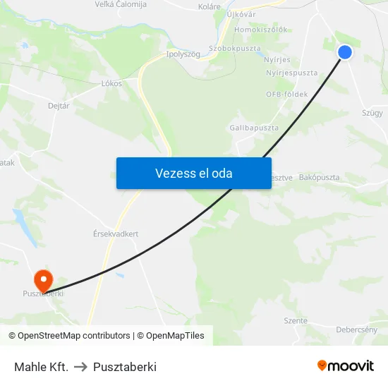 Mahle Kft. to Pusztaberki map