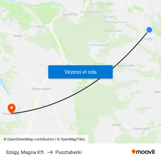 Szügy, Magna Kft. to Pusztaberki map