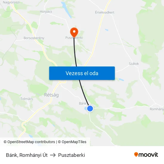 Bánk, Romhányi Út to Pusztaberki map