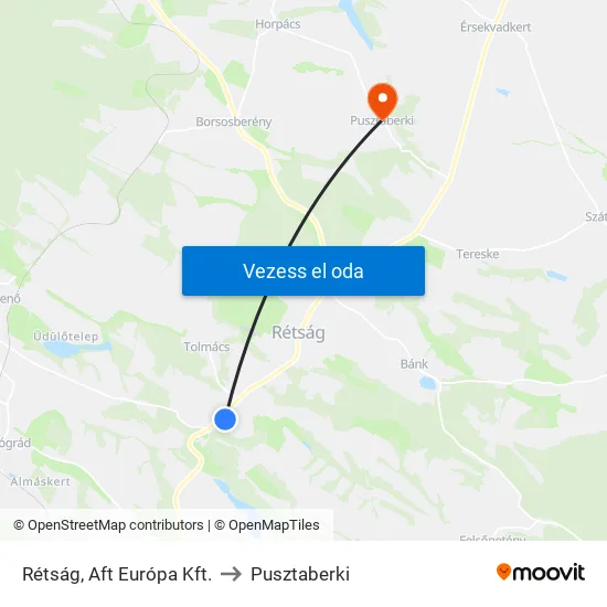 Rétság, Aft Európa Kft. to Pusztaberki map