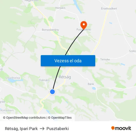 Rétság, Ipari Park to Pusztaberki map