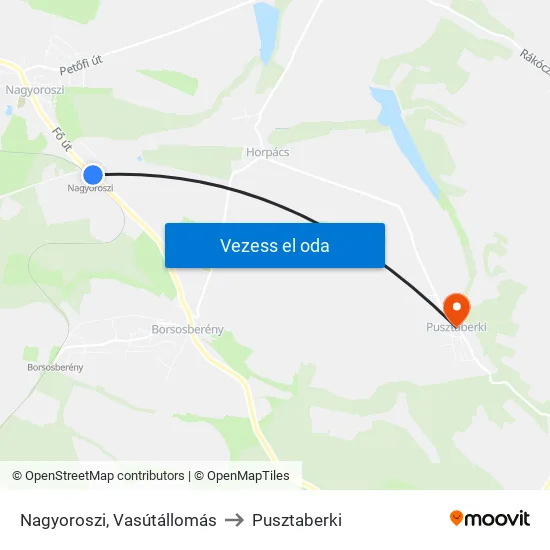 Nagyoroszi, Vasútállomás to Pusztaberki map