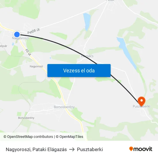 Nagyoroszi, Pataki Elágazás to Pusztaberki map