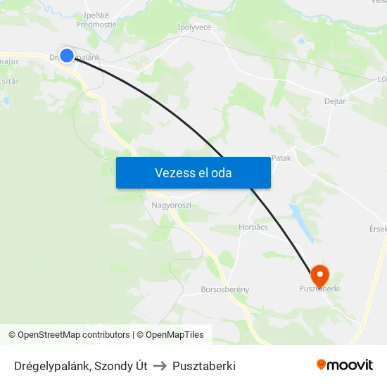 Drégelypalánk, Szondy Út to Pusztaberki map