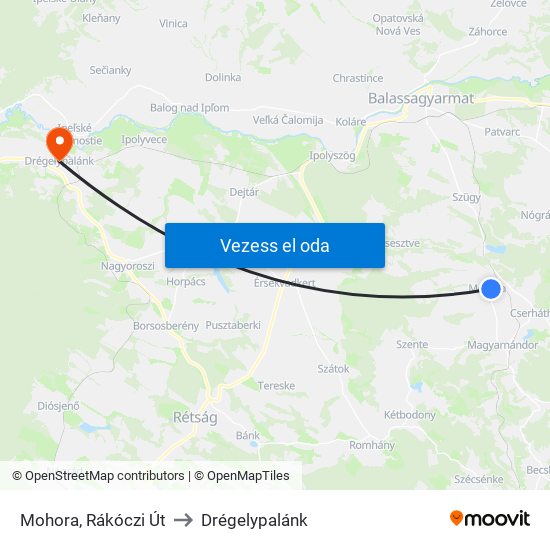 Mohora, Rákóczi Út to Drégelypalánk map