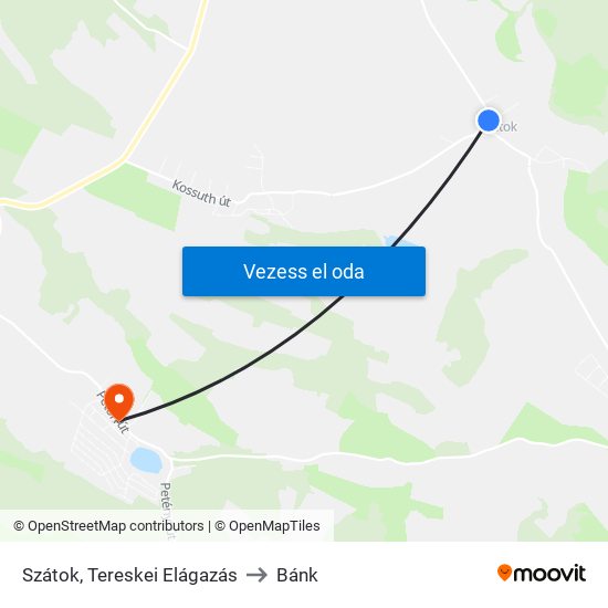 Szátok, Tereskei Elágazás to Bánk map