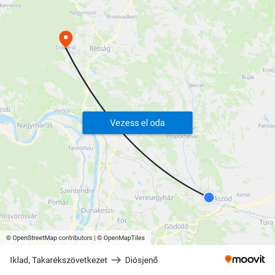 Iklad, Takarékszövetkezet to Diósjenő map