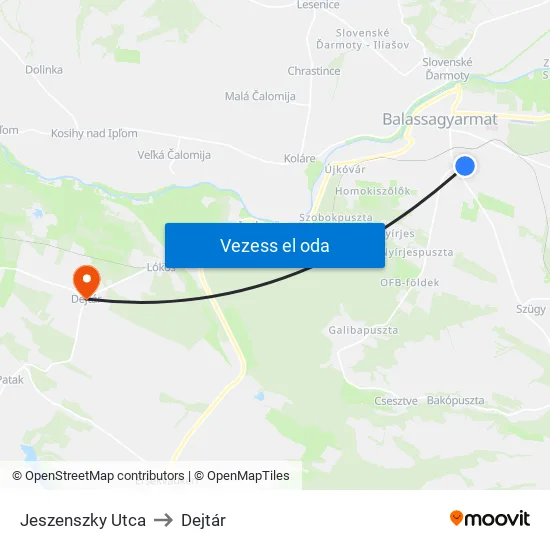Jeszenszky Utca to Dejtár map